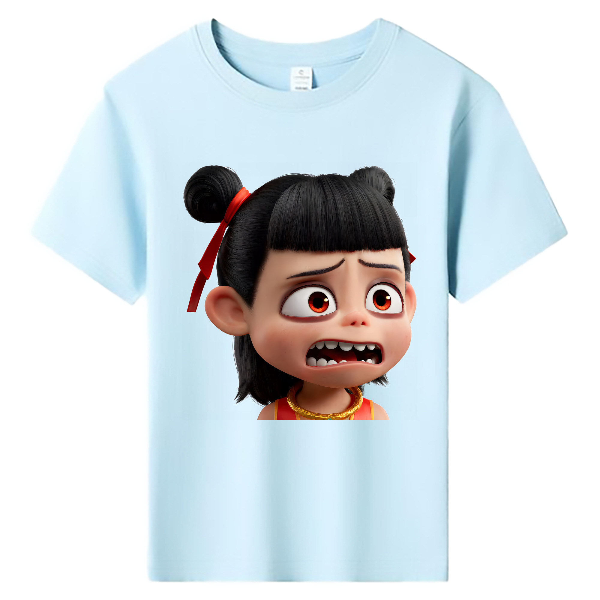 （画像用） Ne Zha 2 ナタ 魔童の大暴れ 綿100％キッズTシャツ（フロントプリント）
